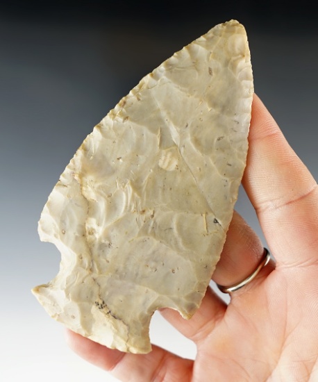 4" Hopewell made from cream Flint Ridge Flint, found in Shelby Co., Ohio. Ex. Emil Baeumel Collectio