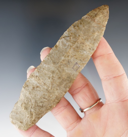 4 3/4" Early Adena made from Coshocton Flint, Ohio.