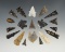 Set of 19 serrated points found in the Midwest. The largest is 1 5/16