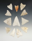 Set of 12 Triangle points found around Martha's Vineyard. The largest is 1 3/8