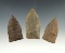 Set of 3 well made Kentucky/Tennessee Copena points. The largest is 2 5/16