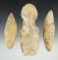 Set of 3 nicely made flint artifacts found in Missouri/Illinois. The largest is 5 3/4