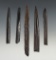 Set of 5 heavily patinated Florida Bone points. The largest is 4