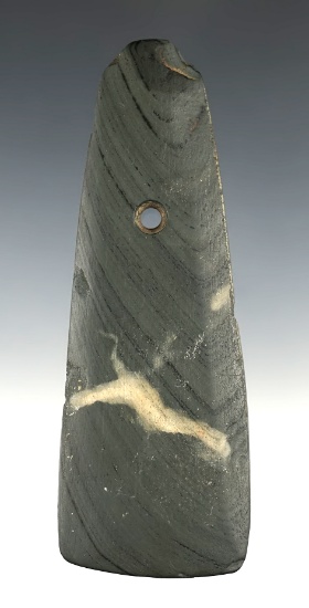 Thin and nicely made 4 9/16" Trapezoidal Pendant found in Delaware Co., Ohio.