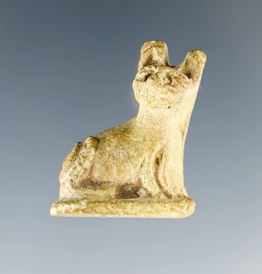 Rare 1" Egyptain Faience Cat Amulet in nice condition.