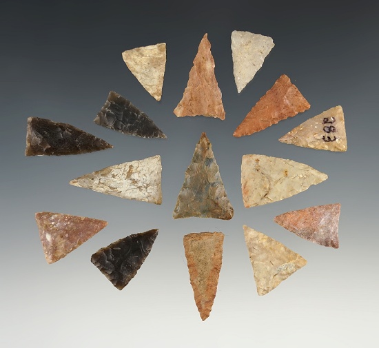 Set of 15 nice Kentucky/Tennessee Triangle points. The largest is 1 1/4".
