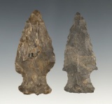 Two Hopewell Points made from Coshocton Flint, largest is 2 1/2