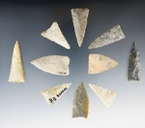Set of 10 Midwest Triangles in good condition. The largest is 1 5/8