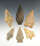 Set of 6 North Carolina points. Ex. Ed Bottoms collection. The largest is 2 1/2