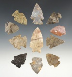 Set of 11 Birdpoints found in Delaware and Pickaway Co., Ohio. The largest is 1 15/16