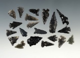 Set of 20 assorted points found in New Mexico. The largest is 1 1/16