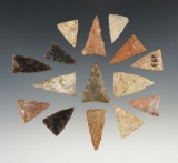 Set of 15 nice Kentucky/Tennessee Triangle points. The largest is 1 1/4