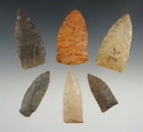 Set of 6 Copena points found in the Kentucky/Tennessee area. The largest is 2 9/16