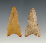 Pair of nice Dalton points found in Clay Co., Arkansas. The largest is 1 13/16