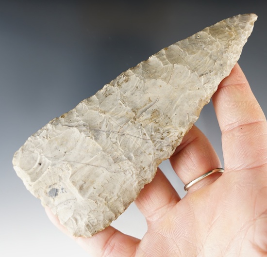 5" Triangle Knife made from Flint Ridge Flint. Found in Preble Co., Ohio. Ex. Elleman (#95) Collecti