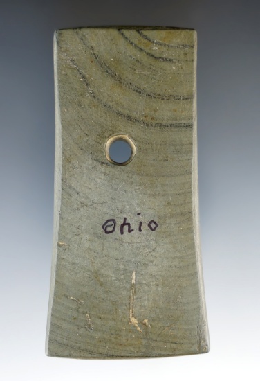 3 13/16" Trapezoidal Adena Pendant made from slate found in Ohio.