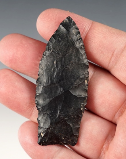 Classic style 2 11/16" Ohio Paleo Stemmed Lanceolate made from Coshocton flint.