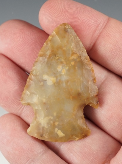 2" Classic Hopewell made from Flint Ridge Chalcedony. Found in Morrow Co., Ohio.