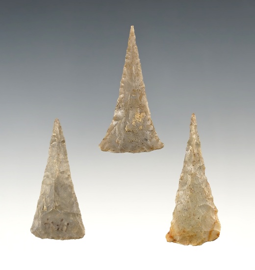 Set of 3 well made Triangle Points found in the Kentucky/Tennessee area.
