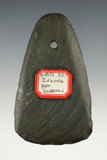 3 3/16" Banded Slate Pendant found in White Co., Indiana. Ex. Ron Garbison collection.