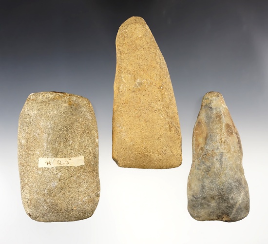 Set of 3 Hardstone Celts found in the Eastern U.S. The largest is 5".
