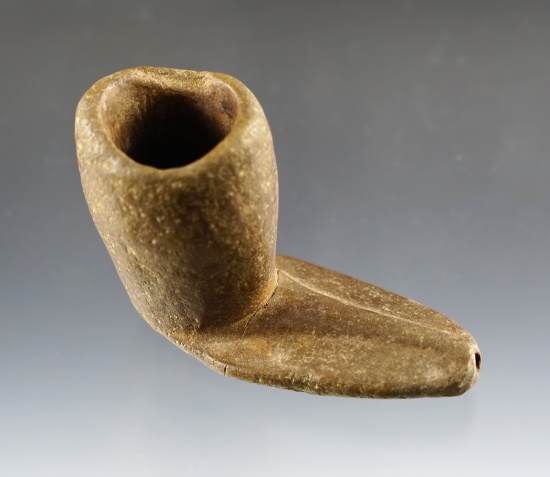 Fine 2 1/4" Hopewell Elbow Pipe - Scioto Co., Ohio. Broken & glued. Ex. Meuser (3529/5).