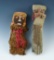 Pair of large ancient textile dolls recovered in Peru in excellent condition. Largest is 10