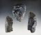 Set of 3 finely made Paleo Uniface Knives found in Ohio. The largest is 3 15/16