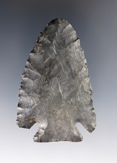2 9/16" Archaic Cornernotch with an anciently salvaged tip, recovered in Ohio. Ex. Kenneth McNeal.