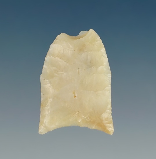 1 5/16" Paleo Folsom found in Kentucky. Made from patinated chert and comes with a Rogers COA.