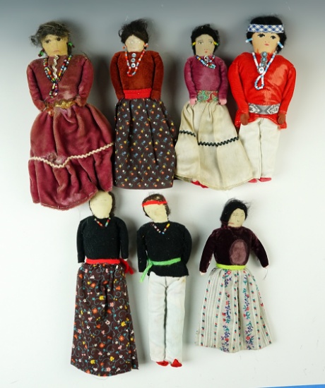 Set of 7 Vintage Dolls, largest is 8 1/2".