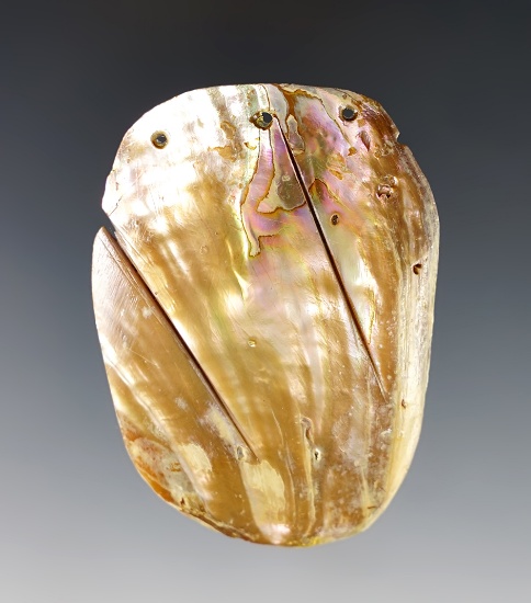 2 5/8" 2-Hole Pendant made from Abalone Shell. Found in Colusa Co., California.