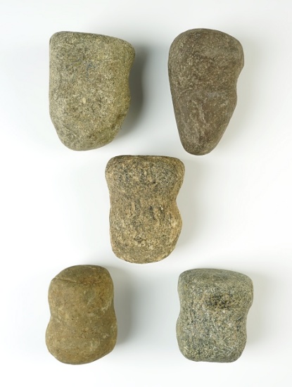 Set of 5 Ohio Grooved Hammerstone in good condition. The largest is 3 1/4".