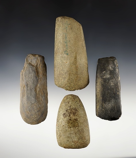 Set of four Stone Adzes recovered in New York. Largest is 4 1/4".