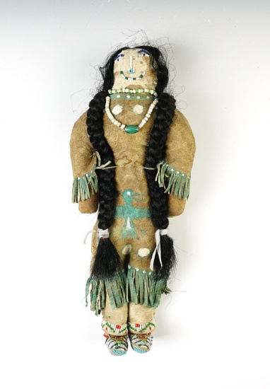 Excellent detail on this large 11 1/2" tall Vintage Indian Doll. Nice attention to detail.