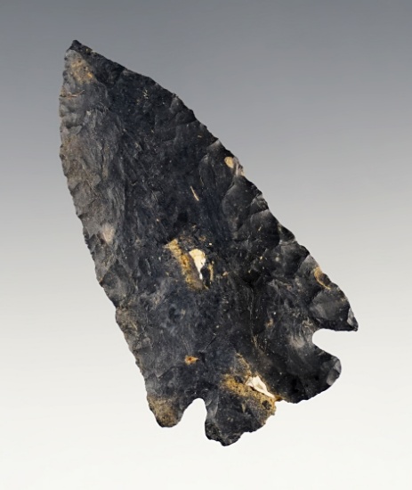 2 5/16" thin and finely flaked Ohio Cornernotch made from Coshocton Flint.