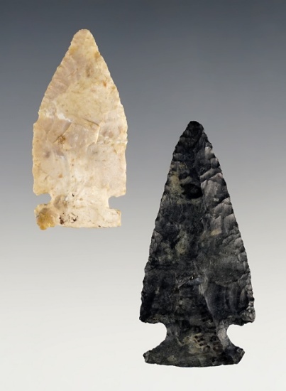 Pair of fine Intrusive Mound points found in Ohio. Both are in excellent condition.