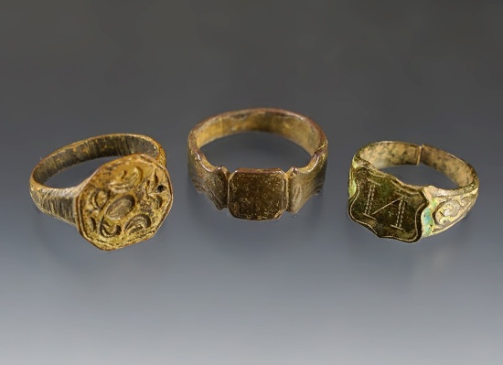 Set of 3 unique Medieval English rings that are great conversation pieces.