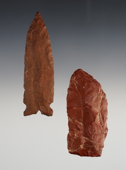 Pair of points found together found at the Otter Creek Site in Vermont. The largest is 3 11/16".