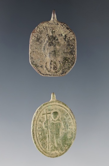 Pair of Jesuit Medals including a Benedictine, both have damaged eyelets.