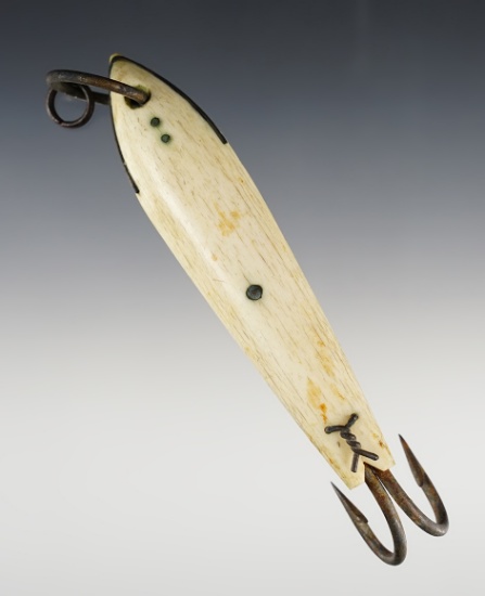 5 1/2" Rare Hand Made Bone & Metal  Vintage Fishing Lure from Japan in excellent condition.