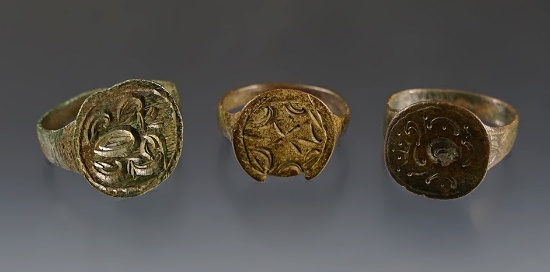 Set of 3 unique Medieval English Rings that are great conversation pieces.
