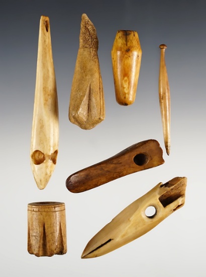Set of 7 Inuit artifacts found in Alaska. The largest is 3 13/16".