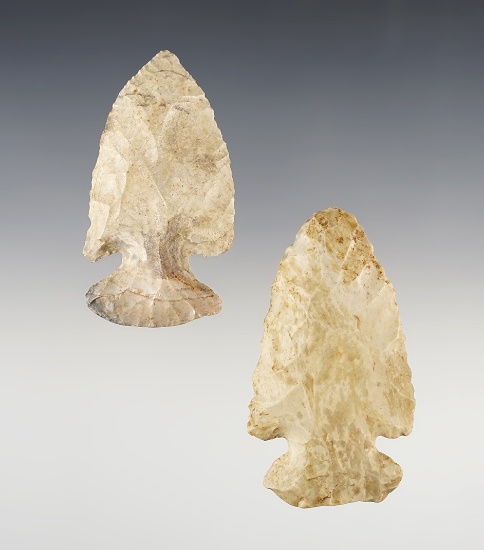 Pair of nice Thebes points found in the Midwestern U.S. The largest is 2 13/16".