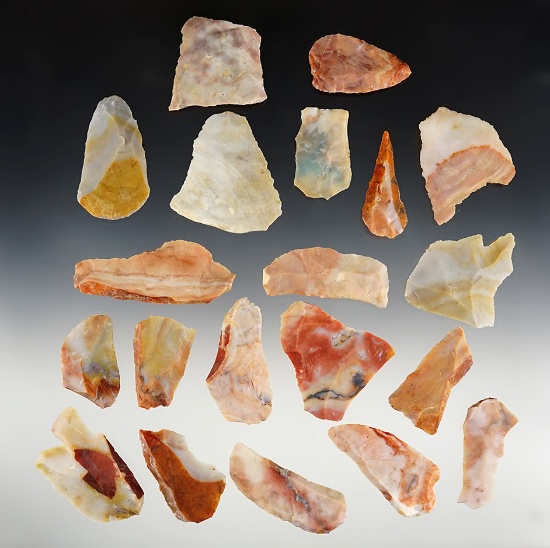 Group of 20 Hopewell Bladelets made from Flint Ridge Flint. Found in Licking Co., Ohio.