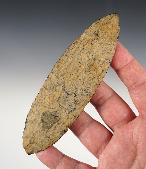 Large 5 3/8" Bi-Pointed Knife made from heavily patinated Rhyolite. Found in Pennsylvania.