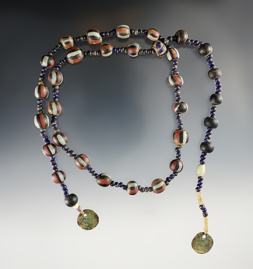 Rare! 26" Strand of polychrome & seed Beads. Townley Reed Site in Geneva, NY.