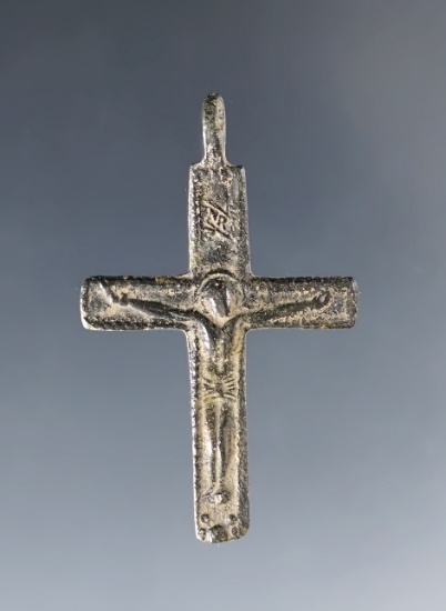 1 7/16" Jesuit Trade Medal with Jesus, Angel and Cherubs. White Springs Site in Geneva, NY