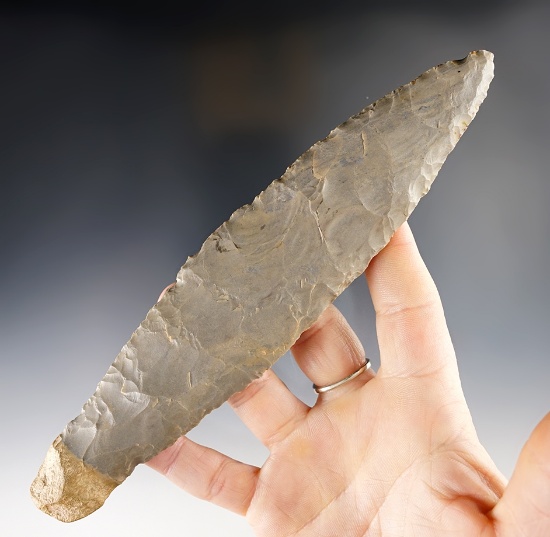 Large 7 ½” Adena Knife made from Hornstone. Found in Indiana. Comes with a Davis COA.