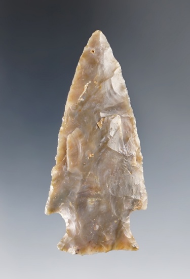 2 3/4" Hopewell made from Flint Ridge Flint. Found in Knox Co., Ohio. Ex. Paul Hothem,  Root.
